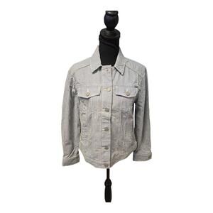 Eddie Bauer Women's Blue Pin Striped Jean Jacket Size Medium NWOT